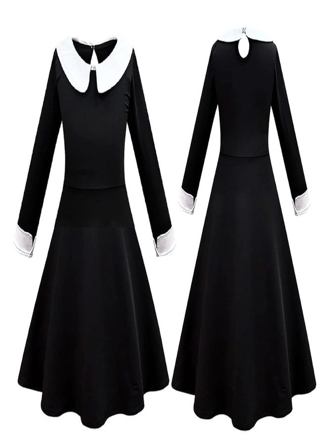 Fancy Agents Spooktacular Halloween Wednesday Dress for Girls| Adorable Wednesday Costume, Perfect for Halloween Party, Trick-or-Treating, School Parties, and Fall Festivities (6-7 Years) - Image 1
